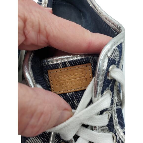 Coach Dee Sneaker Black‎ Signature Logo Lace Up Casual Lace Up Shoes 7.5B - Picture 7 of 9